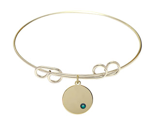 8 inch Round Double Loop Hamilton Gold Bangle Bracelet with a 14kt Gold Filled Plain Disc charm.