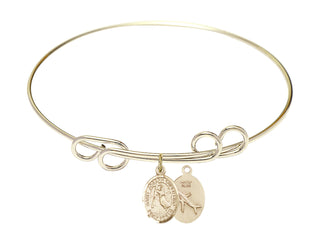 8 inch Round Double Loop Hamilton Gold Bangle Bracelet with a 14kt Gold Filled Saint Joseph of Cupertino charm.