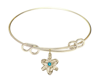 8 1/2 inch Round Double Loop Hamilton Gold Bangle Bracelet with a 14kt Gold Filled Chastity charm.