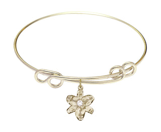 8 1/2 inch Round Double Loop Hamilton Gold Bangle Bracelet with a 14kt Gold Filled Chastity charm.