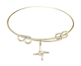 8 1/2 inch Round Double Loop Hamilton Gold Bangle Bracelet with a 14kt Gold Filled Saint Brigid Cross charm.