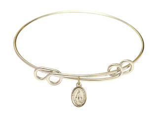 8 1/2 inch Round Double Loop Hamilton Gold Bangle Bracelet with a 14kt Gold Filled Miraculous charm.