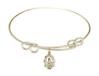 8 1/2 inch Round Double Loop Hamilton Gold Bangle Bracelet with a 14kt Gold Filled Miraculous charm.