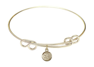 8 1/2 inch Round Double Loop Hamilton Gold Bangle Bracelet with a 14kt Gold Filled Guardian Angel charm.