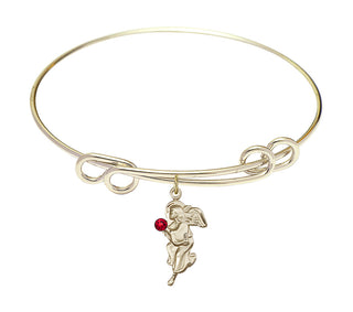 8 1/2 inch Round Double Loop Hamilton Gold Bangle Bracelet with a 14kt Gold Filled Guardian Angel charm.