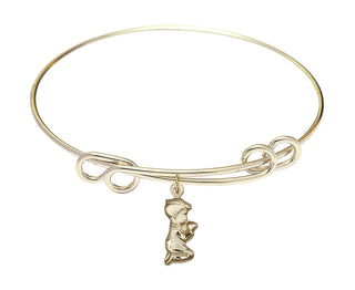 8 1/2 inch Round Double Loop Hamilton Gold Bangle Bracelet with a 14kt Gold Filled Praying Boy charm.