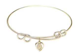 8 1/2 inch Round Double Loop Hamilton Gold Bangle Bracelet with a 14kt Gold Filled Scapular charm.