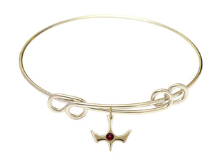 8 1/2 inch Round Double Loop Hamilton Gold Bangle Bracelet with a 14kt Gold Filled Holy Spirit charm.