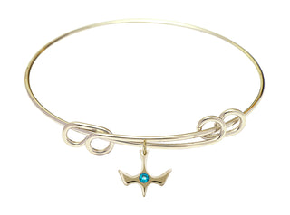 8 1/2 inch Round Double Loop Hamilton Gold Bangle Bracelet with a 14kt Gold Filled Holy Spirit charm.