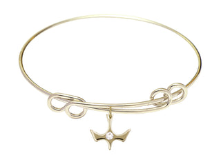 8 1/2 inch Round Double Loop Hamilton Gold Bangle Bracelet with a 14kt Gold Filled Holy Spirit charm.
