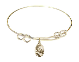 8 1/2 inch Round Double Loop Hamilton Gold Bangle Bracelet with a 14kt Gold Filled Madonna & Child charm.