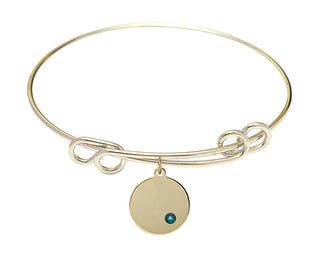 8 1/2 inch Round Double Loop Hamilton Gold Bangle Bracelet with a 14kt Gold Filled Plain Disc charm.