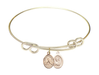 8 1/2 inch Round Double Loop Hamilton Gold Bangle Bracelet with a 14kt Gold Filled Saint Christopher/Baseball charm.