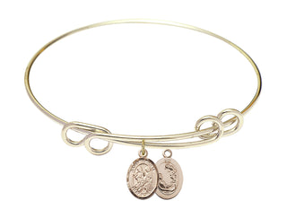 8 1/2 inch Round Double Loop Hamilton Gold Bangle Bracelet with a 14kt Gold Filled Saint Cecilia / Marching Band charm.