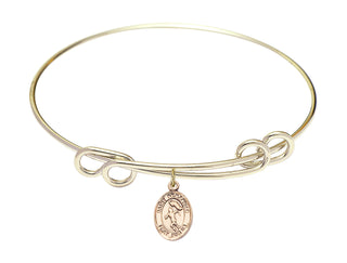8 1/2 inch Round Double Loop Hamilton Gold Bangle Bracelet with a 14kt Gold Filled Saint Sebastian/Track&Field charm.
