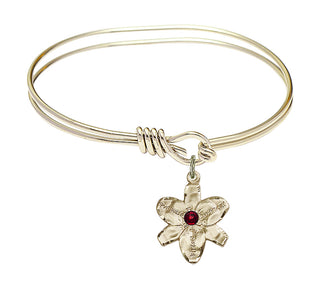 5 3/4 inch Oval Eye Hook Hamilton Gold Bangle Bracelet with a 14kt Gold Filled Chastity charm.
