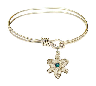 5 3/4 inch Oval Eye Hook Hamilton Gold Bangle Bracelet with a 14kt Gold Filled Chastity charm.