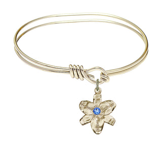 5 3/4 inch Oval Eye Hook Hamilton Gold Bangle Bracelet with a 14kt Gold Filled Chastity charm.