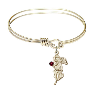 5 3/4 inch Oval Eye Hook Hamilton Gold Bangle Bracelet with a 14kt Gold Filled Guardian Angel charm.