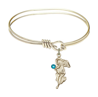 5 3/4 inch Oval Eye Hook Hamilton Gold Bangle Bracelet with a 14kt Gold Filled Guardian Angel charm.