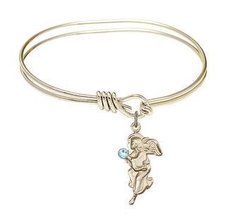 5 3/4 inch Oval Eye Hook Hamilton Gold Bangle Bracelet with a 14kt Gold Filled Guardian Angel charm.