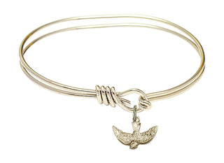 5 3/4 inch Oval Eye Hook Hamilton Gold Bangle Bracelet with a 14kt Gold Filled Holy Spirit charm.