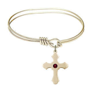 5 3/4 inch Oval Eye Hook Hamilton Gold Bangle Bracelet with a 14kt Gold Filled Cross charm.