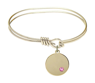 5 3/4 inch Oval Eye Hook Hamilton Gold Bangle Bracelet with a 14kt Gold Filled Plain Disc charm.