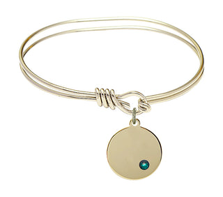 5 3/4 inch Oval Eye Hook Hamilton Gold Bangle Bracelet with a 14kt Gold Filled Plain Disc charm.
