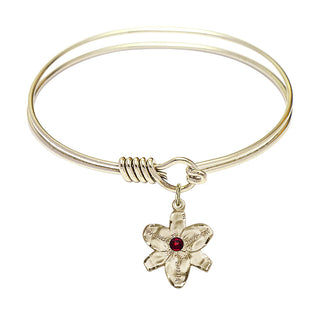 6 1/4 inch Round Eye Hook Hamilton Gold Bangle Bracelet with a 14kt Gold Filled Chastity charm.