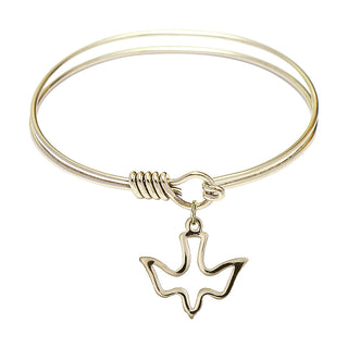 6 1/4 inch Round Eye Hook Hamilton Gold Bangle Bracelet with a 14kt Gold Filled Holy Spirit charm.