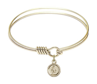 6 1/4 inch Round Eye Hook Hamilton Gold Bangle Bracelet with a 14kt Gold Filled Miraculous charm.