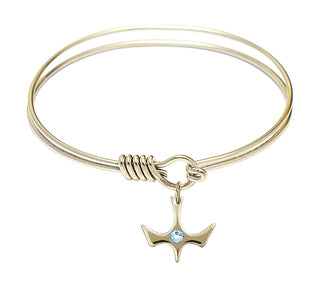 6 1/4 inch Round Eye Hook Hamilton Gold Bangle Bracelet with a 14kt Gold Filled Holy Spirit charm.
