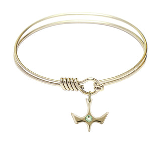 6 1/4 inch Round Eye Hook Hamilton Gold Bangle Bracelet with a 14kt Gold Filled Holy Spirit charm.