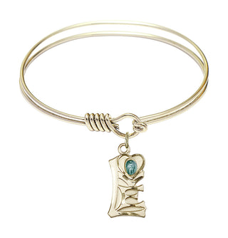 6 1/4 inch Round Eye Hook Hamilton Gold Bangle Bracelet with a 14kt Gold Filled Miraculous charm.
