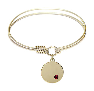 6 1/4 inch Round Eye Hook Hamilton Gold Bangle Bracelet with a 14kt Gold Filled Plain Disc charm.