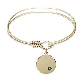 6 1/4 inch Round Eye Hook Hamilton Gold Bangle Bracelet with a 14kt Gold Filled Plain Disc charm.