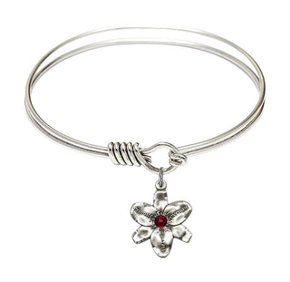 6 1/4 inch Round Eye Hook Rhodium Bangle Bracelet with a Sterling Silver Chastity charm.