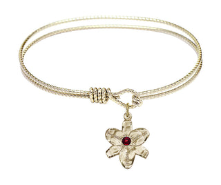 6 1/4 inch Oval Eye Hook Hamilton Gold Bangle Bracelet with a 14kt Gold Filled Chastity charm.