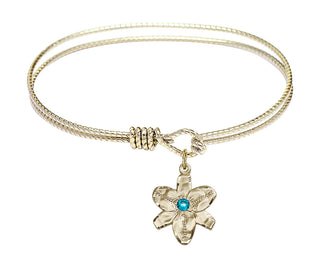 6 1/4 inch Oval Eye Hook Hamilton Gold Bangle Bracelet with a 14kt Gold Filled Chastity charm.