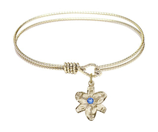 6 1/4 inch Oval Eye Hook Hamilton Gold Bangle Bracelet with a 14kt Gold Filled Chastity charm.