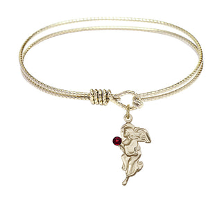 6 1/4 inch Oval Eye Hook Hamilton Gold Bangle Bracelet with a 14kt Gold Filled Guardian Angel charm.