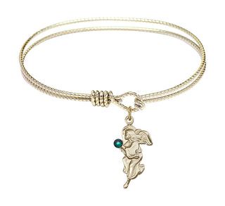 6 1/4 inch Oval Eye Hook Hamilton Gold Bangle Bracelet with a 14kt Gold Filled Guardian Angel charm.