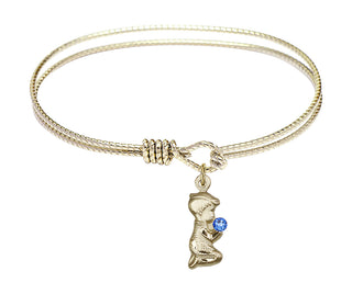 6 1/4 inch Oval Eye Hook Hamilton Gold Bangle Bracelet with a 14kt Gold Filled Praying Boy charm.
