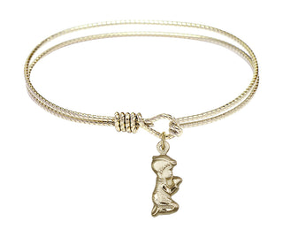 6 1/4 inch Oval Eye Hook Hamilton Gold Bangle Bracelet with a 14kt Gold Filled Praying Boy charm.