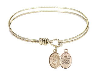 6 1/4 inch Oval Eye Hook Hamilton Gold Bangle Bracelet with a 14kt Gold Filled Saint Christopher/Coast Guard charm.