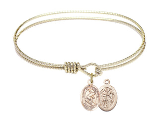 6 1/4 inch Oval Eye Hook Hamilton Gold Bangle Bracelet with a 14kt Gold Filled Saint Christopher/Surfing charm.