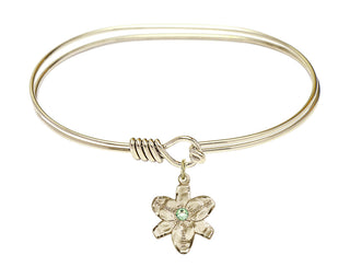 7 inch Oval Eye Hook Hamilton Gold Bangle Bracelet with a 14kt Gold Filled Chastity charm.
