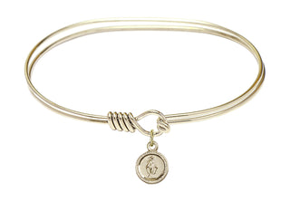 7 inch Oval Eye Hook Hamilton Gold Bangle Bracelet with a 14kt Gold Filled Miraculous charm.