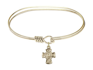 7 inch Oval Eye Hook Hamilton Gold Bangle Bracelet with a 14kt Gold Filled 5-Way charm.